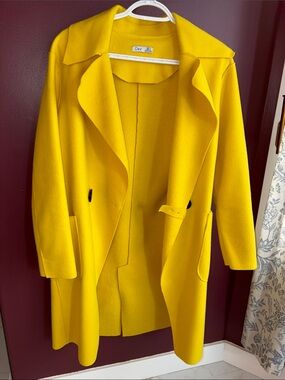 Dex Bright Yellow Open-Front Trench Coat